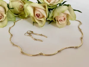 Collier en Oorhangers 14k geelgoud